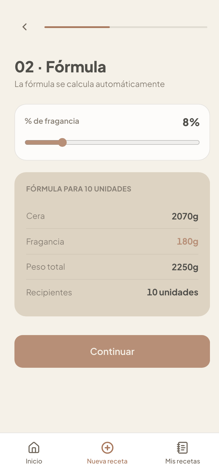 Tu receta calculada al gramo
